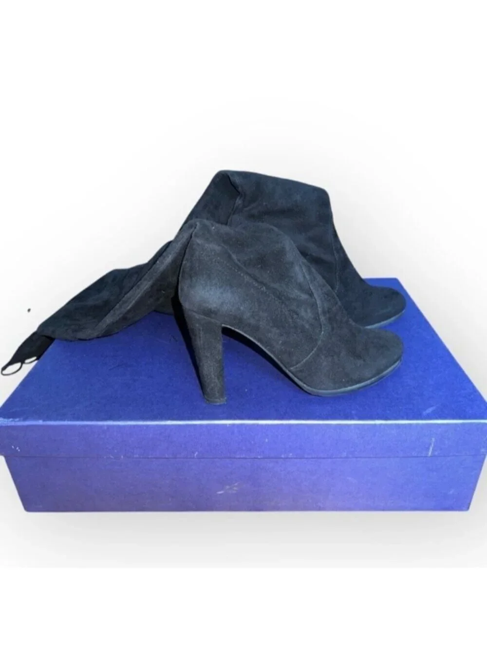 Stuart Weitzman ICONIC Highland stretch-suede over-the-knee black boots shoe 5M